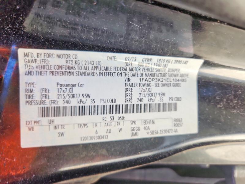 Продаж на аукціоні авто 2014 Ford Focus, vin: 1FADP3K21EL184485, номер лоту: 50891366