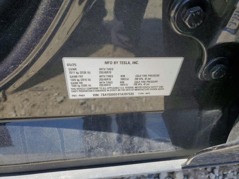 50488496 :رقم المزاد ، 7SAYGDEE4TA397535 vin ، 2026 Tesla Model Y مزاد بيع