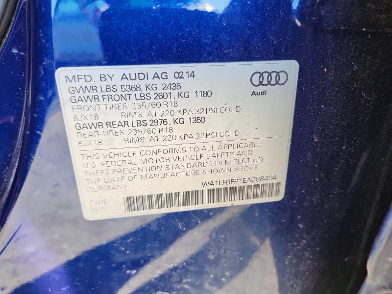 2014 Audi Q5 მანქანა იყიდება აუქციონზე, vin: WA1LFBFP1EA088404, აუქციონის ნომერი: 50312516