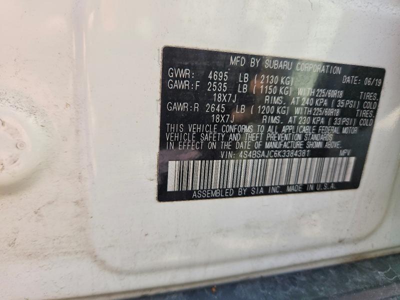 Продажа на аукционе авто 2019 Subaru Outback, vin: 4S4BSAJC6K3384381, номер лота: 49983806