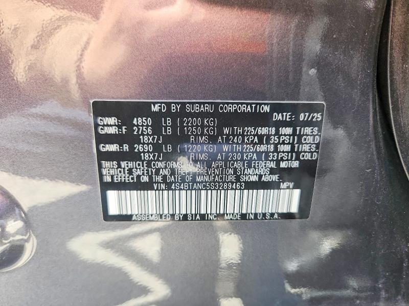 Aukcja sprzedaży 2025 Subaru Outback, vin: 4S4BTANC5S3289463, numer aukcji: 51313686