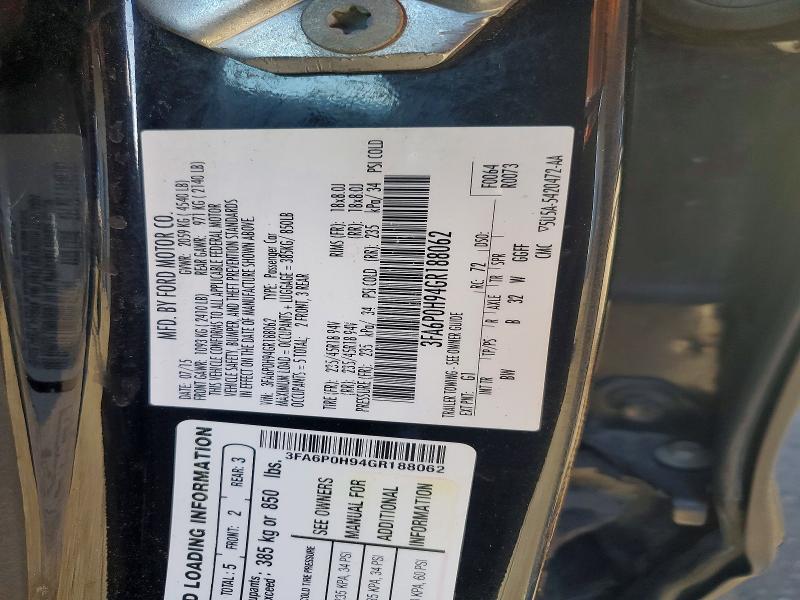 Продаж на аукціоні авто 2016 Ford Fusion, vin: 3FA6P0H94GR188062, номер лоту: 50960736