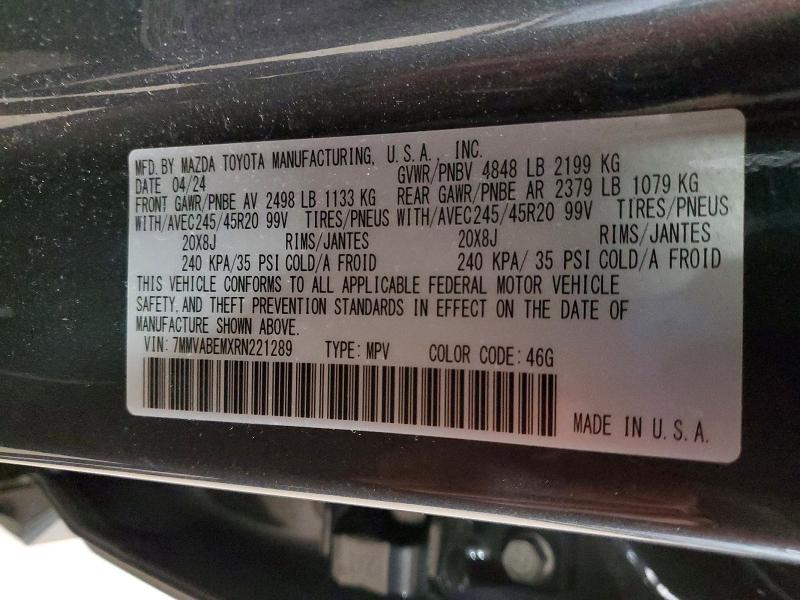 Aukcja sprzedaży 2024 Mazda Cx-50, vin: 7MMVABEMXRN221289, numer aukcji: 49181266