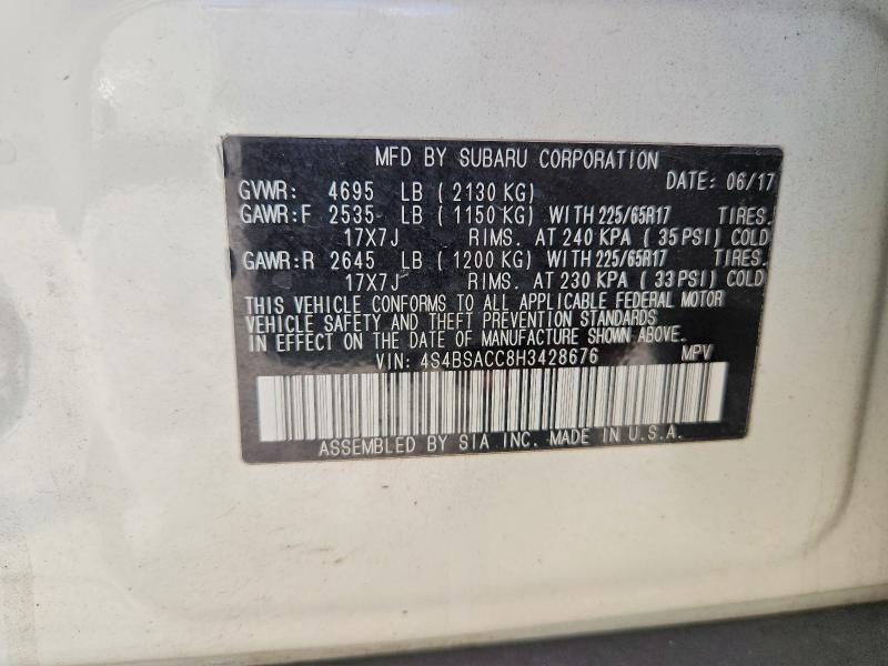Продаж на аукціоні авто 2017 Subaru Outback, vin: 4S4BSACC8H3428676, номер лоту: 50782216
