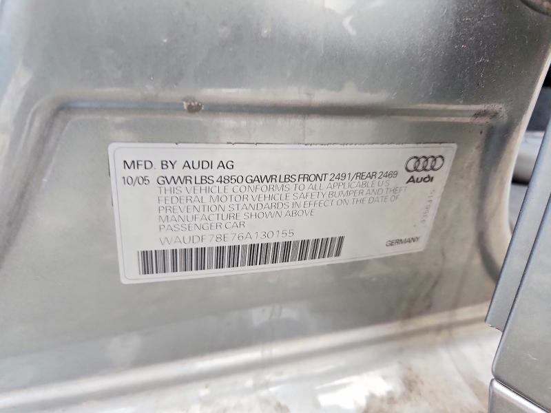 Aukcja sprzedaży 2006 Audi A4, vin: WAUDF78E76A130155, numer aukcji: 51643296