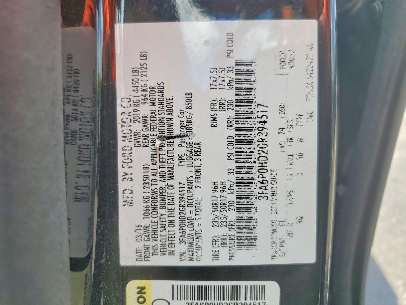 Aukcja sprzedaży 2016 Ford Fusion, vin: 3FA6P0HD2GR394517, numer aukcji: 48997666