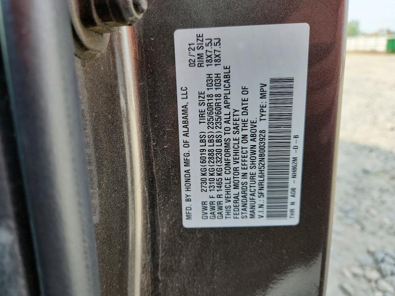 2022 Honda Odyssey მანქანა იყიდება აუქციონზე, vin: 5FNRL6H52NB003928, აუქციონის ნომერი: 50640736