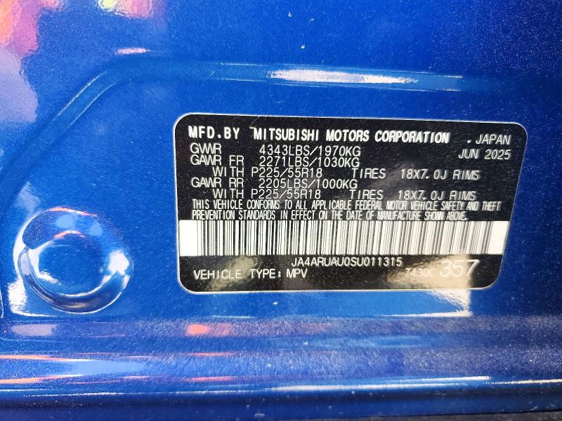 Продаж на аукціоні авто 2025 Mitsubishi Outlander Sport, vin: JA4ARUAU0SU011315, номер лоту: 50077686