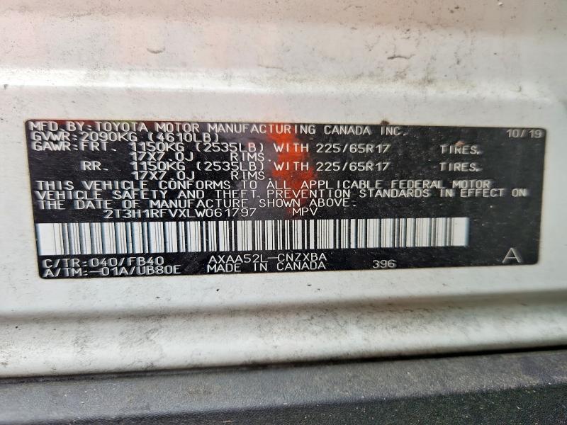 Aukcja sprzedaży 2020 Toyota Rav4, vin: 2T3H1RFVXLW061797, numer aukcji: 51829346