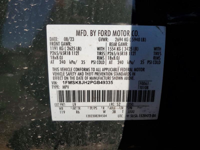 48697456 :رقم المزاد ، 1FMSK8JH2PGB49335 vin ، 2023 Ford Explorer مزاد بيع