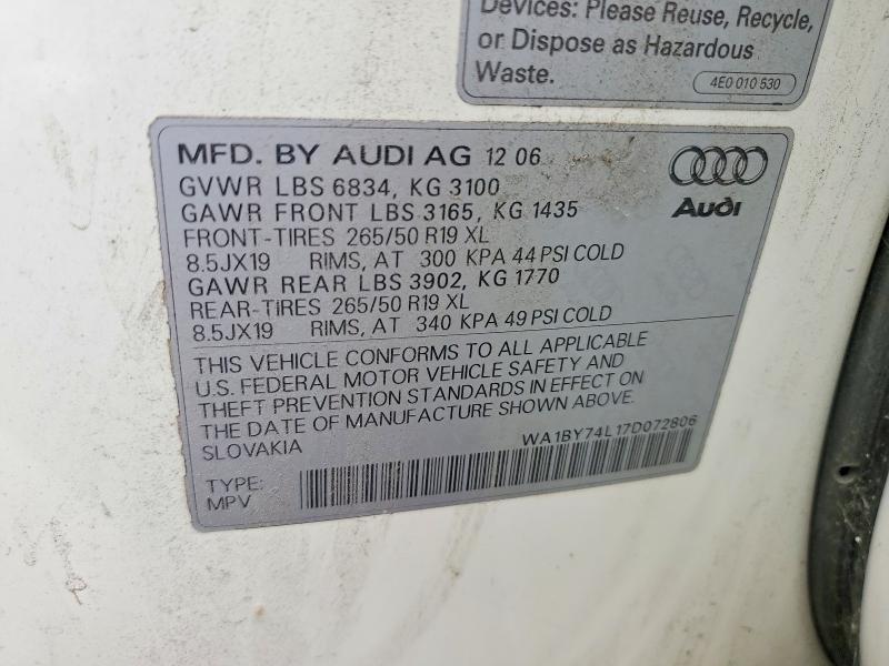Продажа на аукционе авто 2007 Audi Q7, vin: WA1BY74L17D072806, номер лота: 51242316