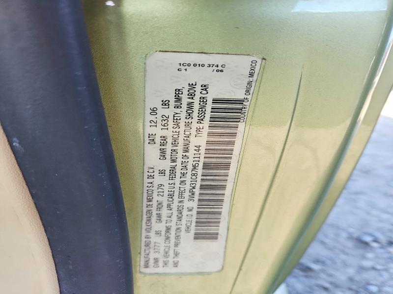 Продаж на аукціоні авто 2007 Volkswagen New Beetle, vin: 3VWPW31C87M511144, номер лоту: 51329586