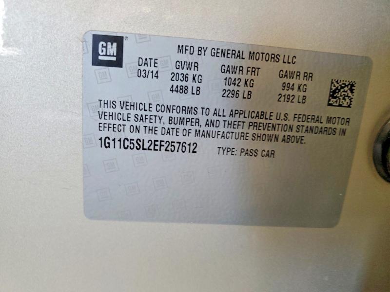 Продаж на аукціоні авто 2014 Chevrolet Malibu, vin: 1G11C5SL2EF257612, номер лоту: 50422776