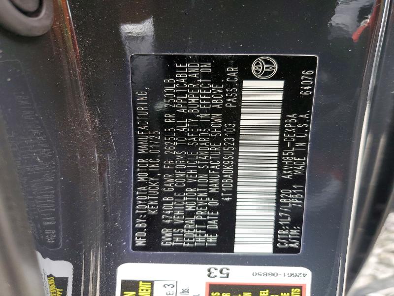 Продаж на аукціоні авто 2025 Toyota Camry, vin: 4T1DBADK9SU523103, номер лоту: 49782936