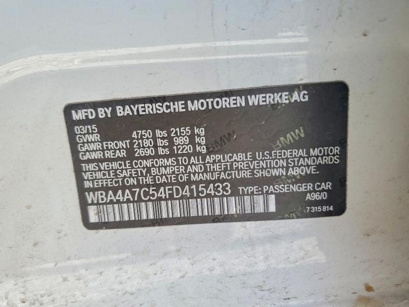 50192656 :رقم المزاد ، WBA4A7C54FD415433 vin ، 2015 Bmw 428 مزاد بيع