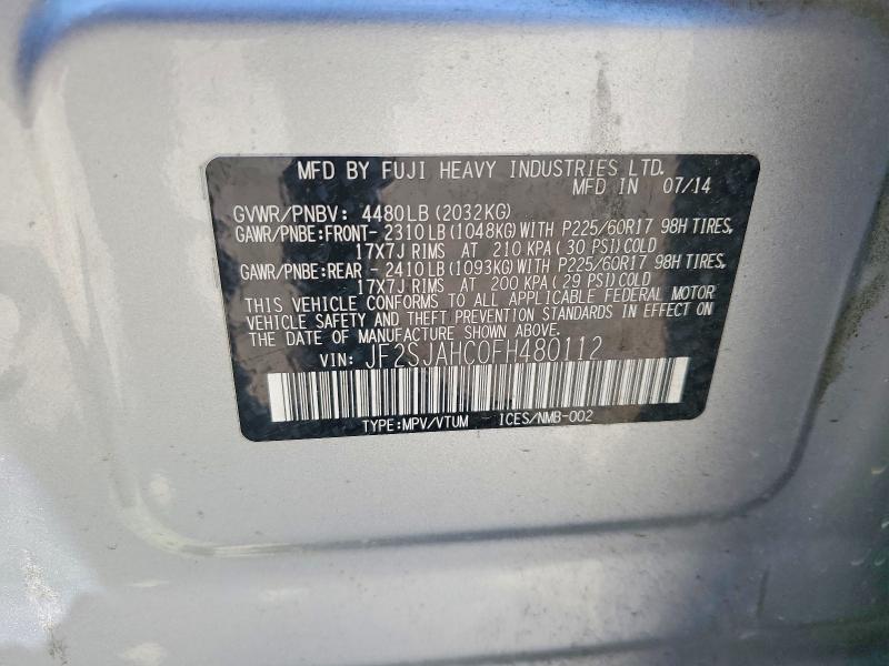 49739526 :رقم المزاد ، JF2SJAHC0FH480112 vin ، 2015 Subaru Forester مزاد بيع
