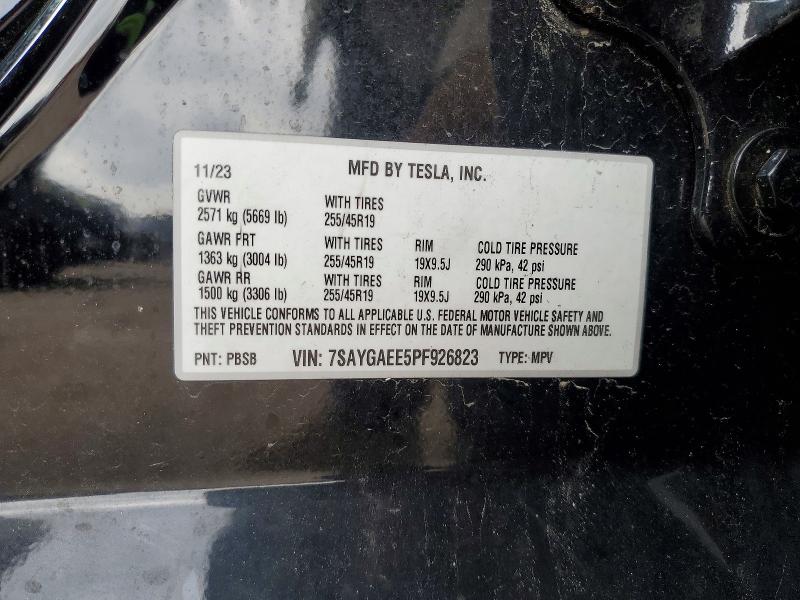 2023 Tesla Model Y მანქანა იყიდება აუქციონზე, vin: 7SAYGAEE5PF926823, აუქციონის ნომერი: 50743306