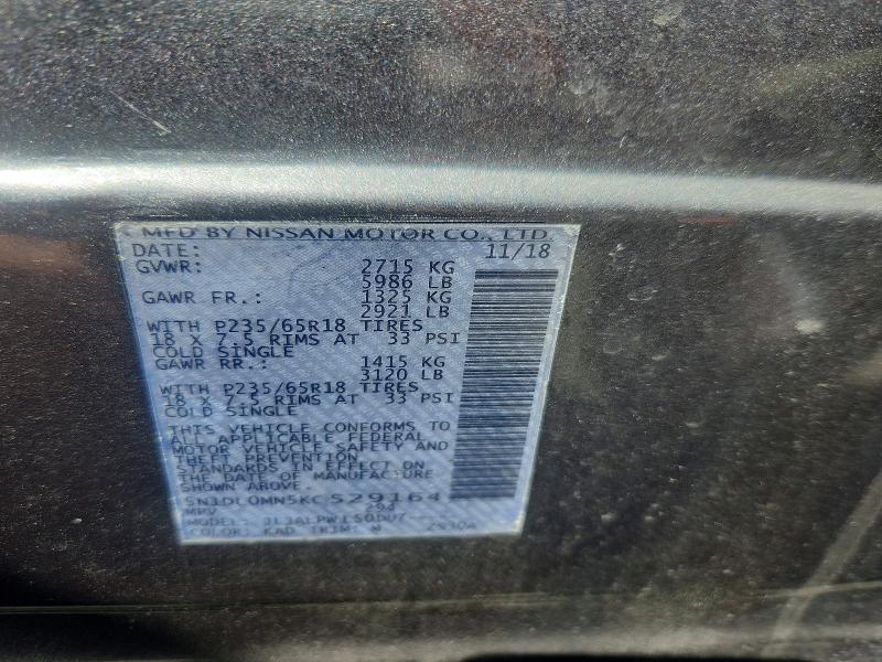 Aukcja sprzedaży 2019 Infiniti Qx60, vin: 5N1DL0MN5KC529164, numer aukcji: 51335106