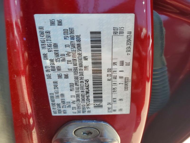 Aukcja sprzedaży 2021 Ford Escape, vin: 1FMCU0H67MUA92745, numer aukcji: 48818306