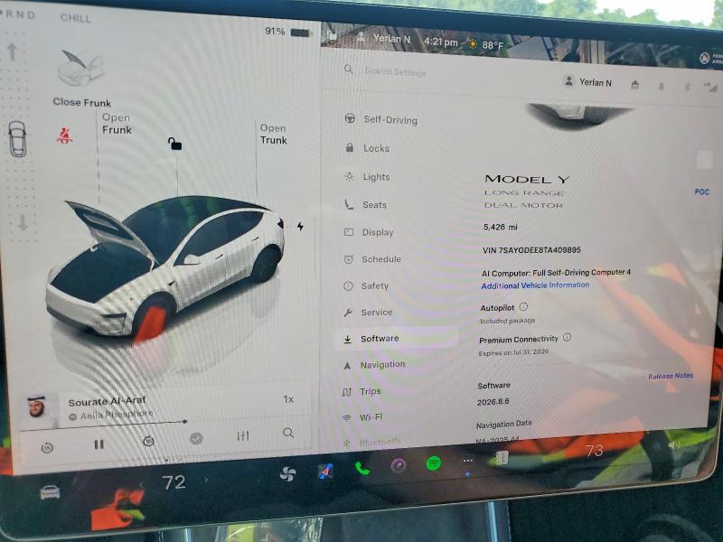 Aukcja sprzedaży 2026 Tesla Model Y, vin: 7SAYGDEE8TA409895, numer aukcji: 51376606