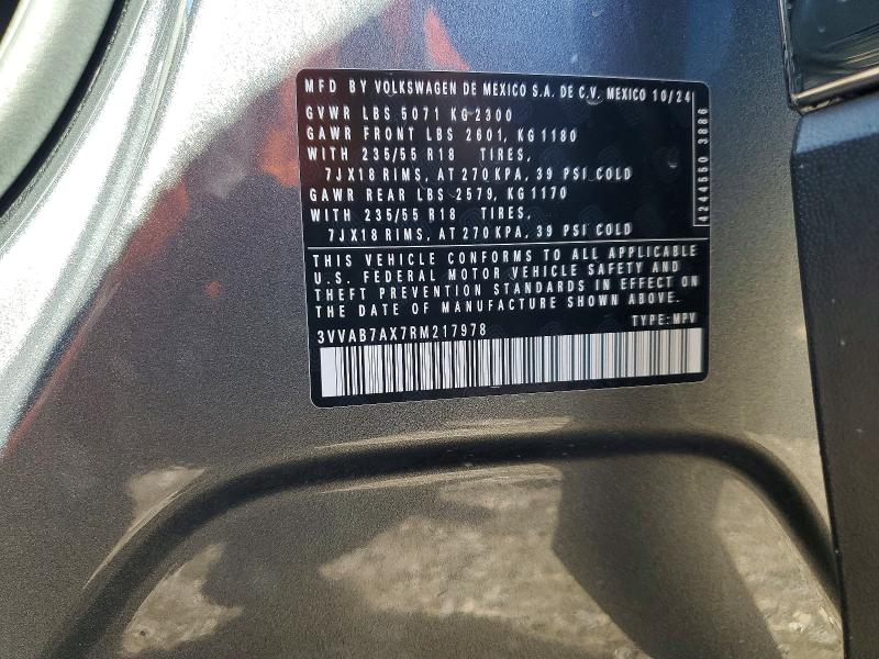 2024 Volkswagen Tiguan მანქანა იყიდება აუქციონზე, vin: 3VVAB7AX7RM217978, აუქციონის ნომერი: 48527456