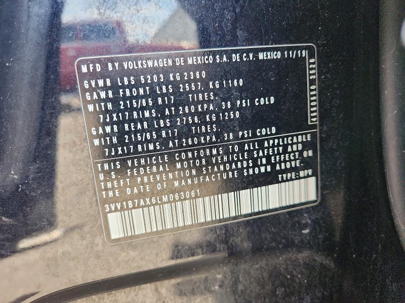 2020 Volkswagen Tiguan მანქანა იყიდება აუქციონზე, vin: 3VV1B7AX6LM063061, აუქციონის ნომერი: 49784506