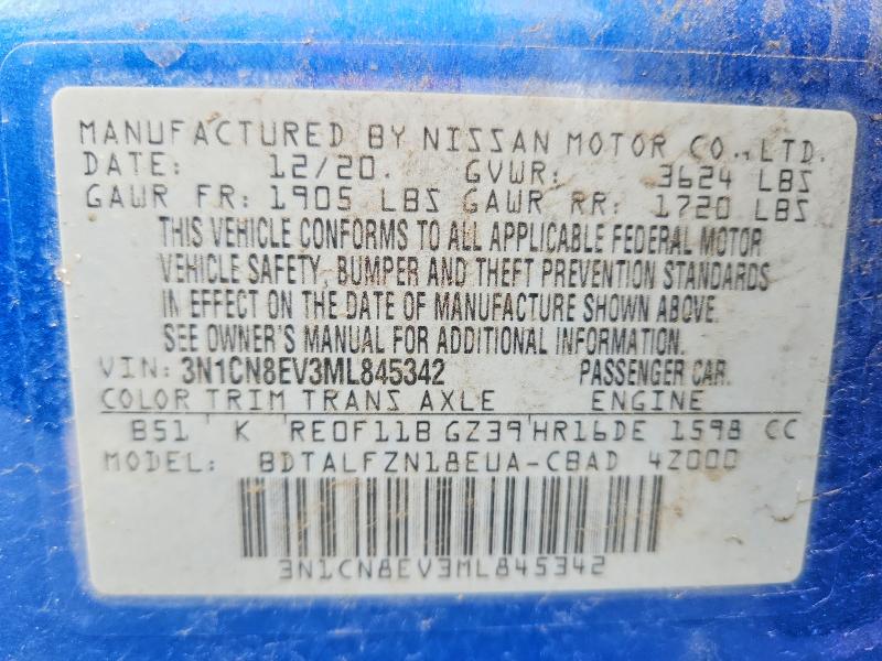 Aukcja sprzedaży 2021 Nissan Versa, vin: 3N1CN8EV3ML845342, numer aukcji: 49242336