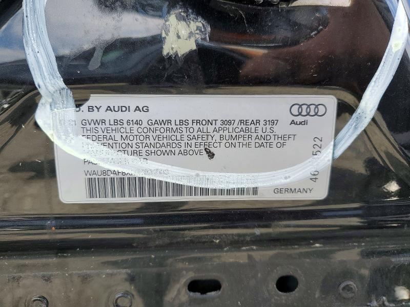 Продажа на аукционе авто 2021 Audi A8, vin: WAU8DAF8XMN031093, номер лота: 48353176