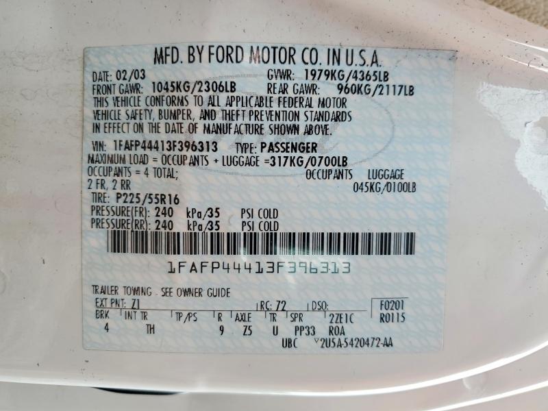 Продаж на аукціоні авто 2003 Ford Mustang, vin: 1FAFP44413F396313, номер лоту: 49936406