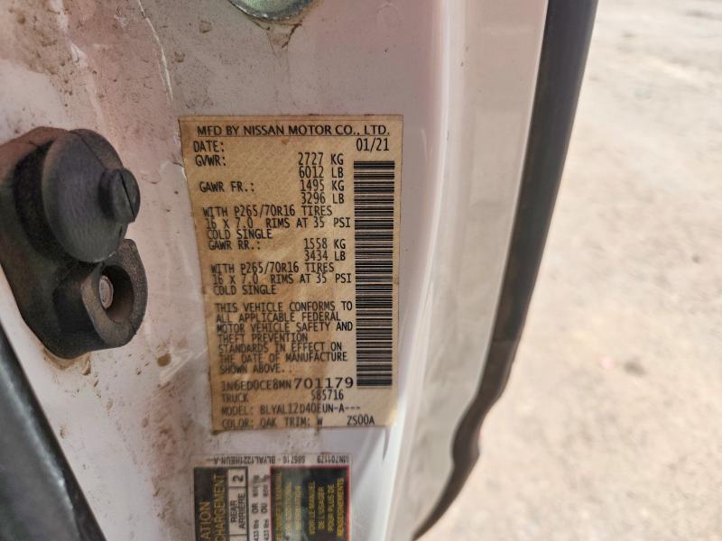 51449256 :رقم المزاد ، 1N6ED0CE8MN701179 vin ، 2021 Nissan Frontier مزاد بيع