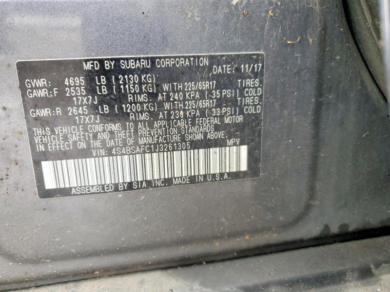 48300486 :رقم المزاد ، 4S4BSAFC1J3261305 vin ، 2018 Subaru Outback مزاد بيع