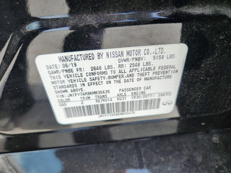 Aukcja sprzedaży 2019 Infiniti Q50, vin: JN1FV7AR8KM830435, numer aukcji: 48286686