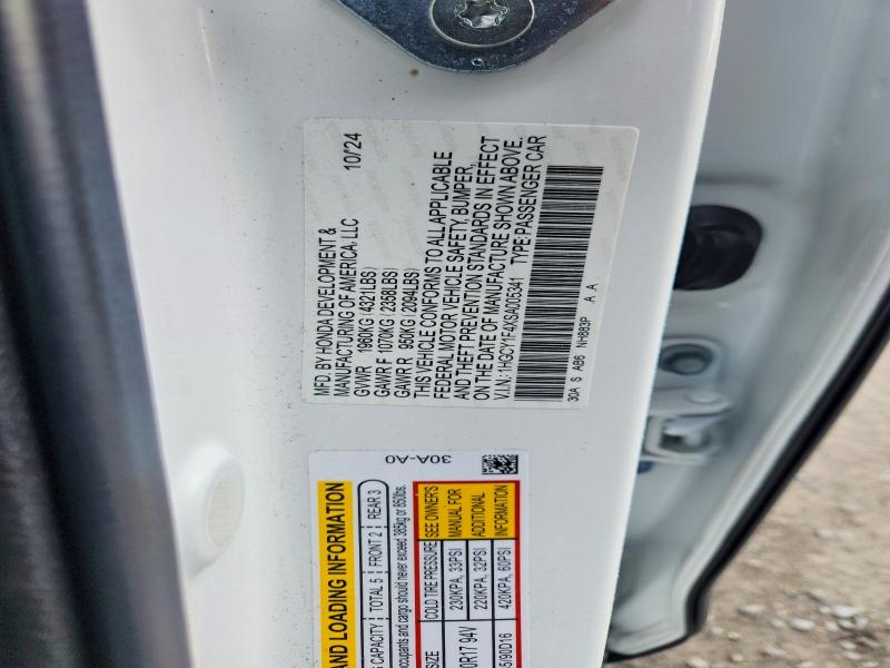 2025 Honda Accord მანქანა იყიდება აუქციონზე, vin: 1HGCY1F4XSA005341, აუქციონის ნომერი: 50098626
