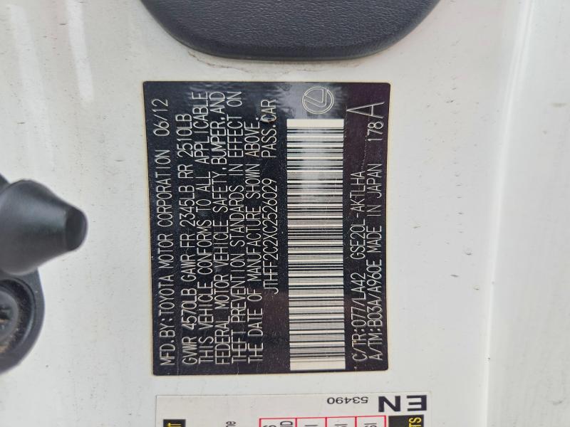 Aukcja sprzedaży 2012 Lexus Is, vin: JTHFF2C2XC2526029, numer aukcji: 50920706