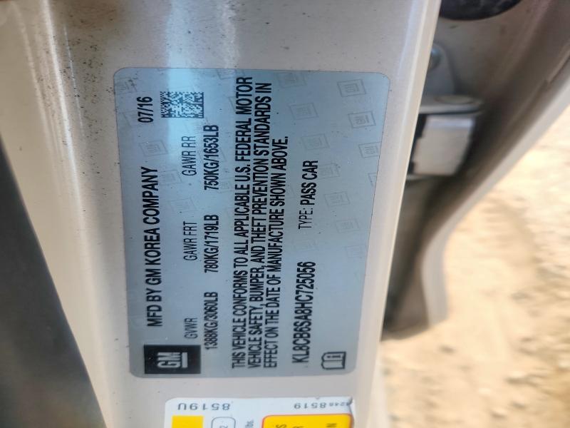 49549406 :رقم المزاد ، KL8CB6SA8HC725056 vin ، 2017 Chevrolet Spark Ls مزاد بيع