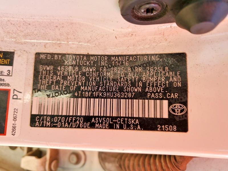 Aukcja sprzedaży 2017 Toyota Camry, vin: 4T1BF1FK9HU363287, numer aukcji: 49826336