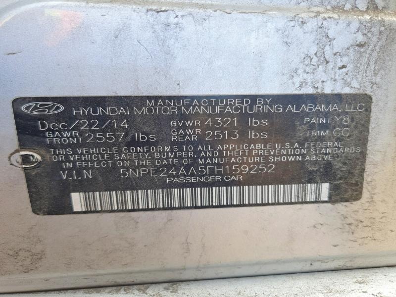 49957236 :رقم المزاد ، 5NPE24AA5FH159252 vin ، 2015 Hyundai Sonata مزاد بيع