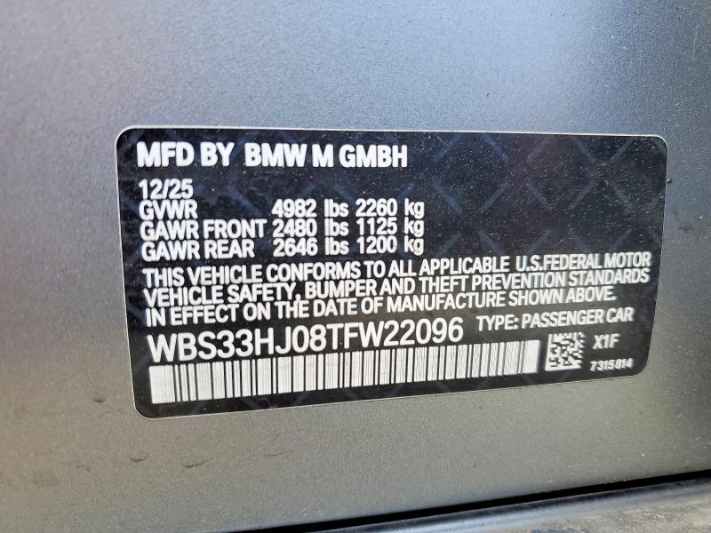 Продажа на аукционе авто 2026 Bmw M3, vin: WBS33HJ08TFW22096, номер лота: 49000456