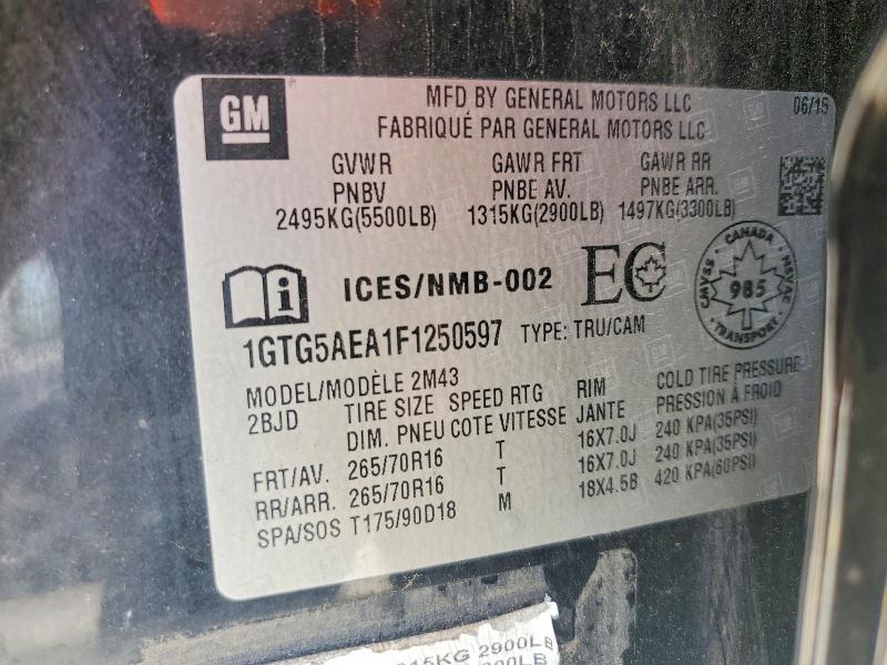 51086266 :رقم المزاد ، 1GTG5AEA1F1250597 vin ، 2015 Gmc Canyon مزاد بيع