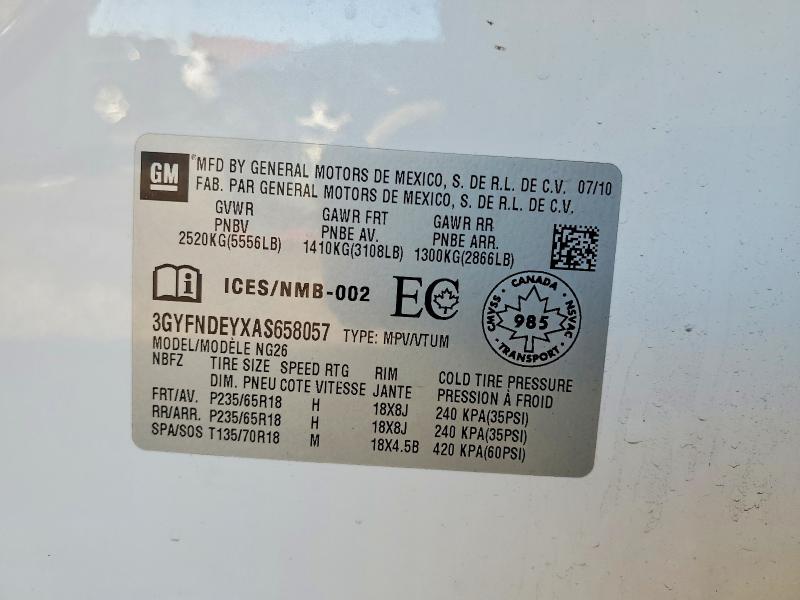 Aukcja sprzedaży 2010 Cadillac Srx, vin: 3GYFNDEYXAS658057, numer aukcji: 46526066
