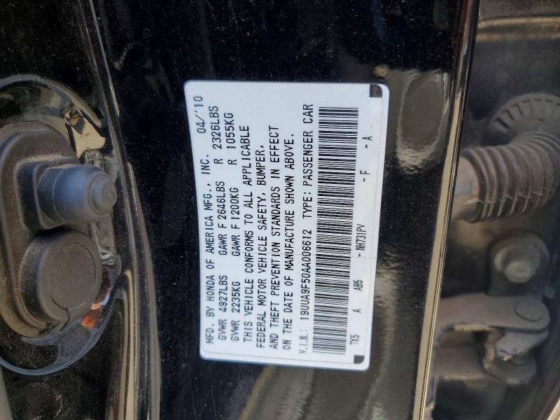 48795796 :رقم المزاد ، 19UUA9F50AA006612 vin ، 2010 Acura Tl مزاد بيع