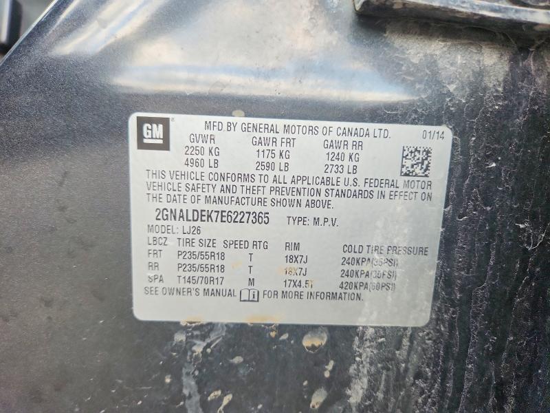 48290796 :رقم المزاد ، 2GNALDEK7E6227365 vin ، 2014 Chevrolet Equinox مزاد بيع