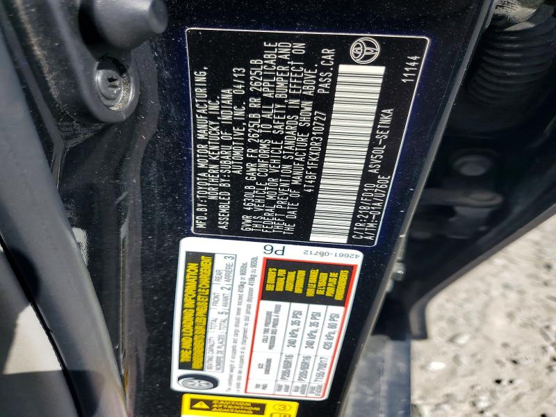 Aukcja sprzedaży 2013 Toyota Camry, vin: 4T4BF1FKXDR310727, numer aukcji: 47425796
