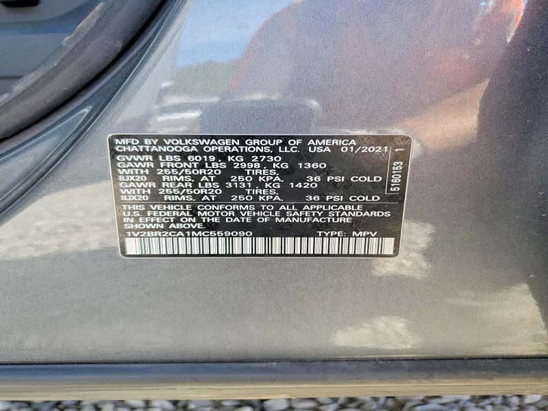 51202076 :رقم المزاد ، 1V2BR2CA1MC559090 vin ، 2021 Volkswagen Atlas مزاد بيع