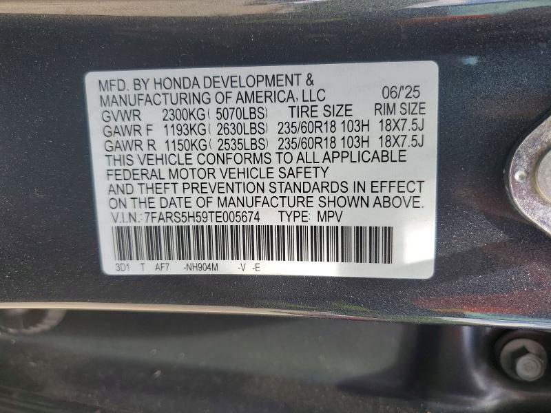 Продаж на аукціоні авто 2026 Honda Cr-v, vin: 7FARS5H59TE005674, номер лоту: 51074306