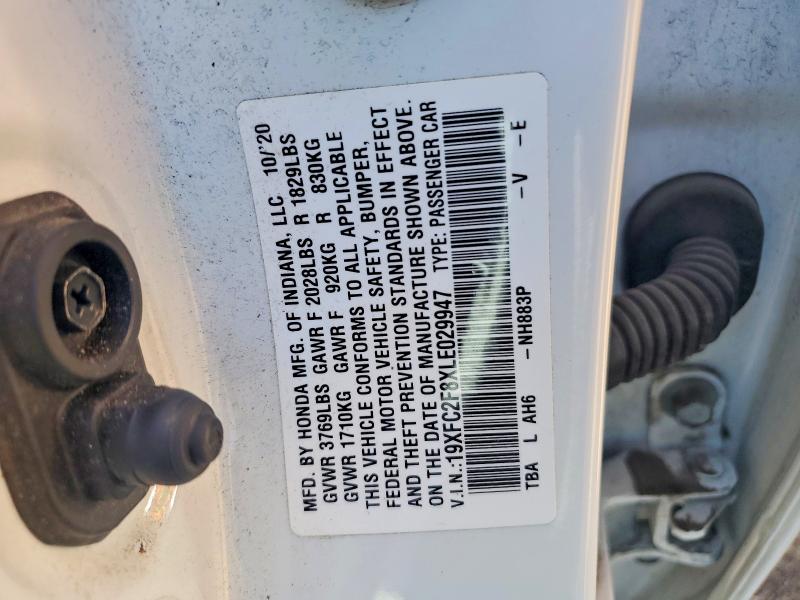 Продаж на аукціоні авто 2020 Honda Civic, vin: 19XFC2F8XLE029947, номер лоту: 50494616