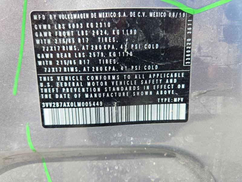 49367516 :رقم المزاد ، 3VV2B7AX0LM005449 vin ، 2020 Volkswagen Tiguan مزاد بيع