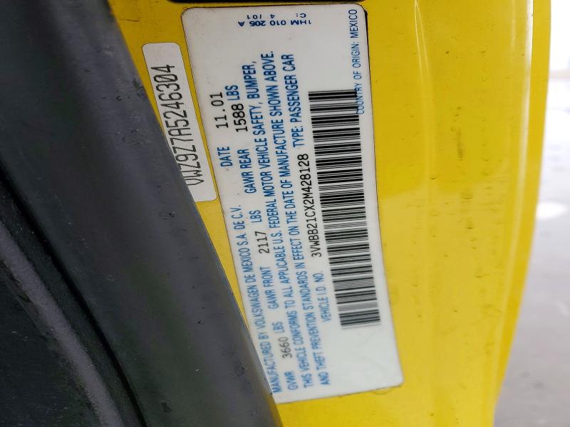 49860926 :رقم المزاد ، 3VWBB21CX2M428128 vin ، 2002 Volkswagen New Beetle مزاد بيع