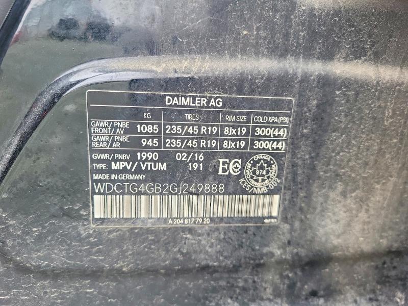 Aukcja sprzedaży 2016 Mercedes-benz Gla, vin: WDCTG4GB2GJ249888, numer aukcji: 49210326