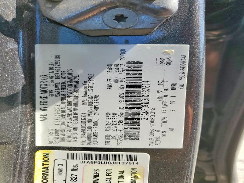 Продаж на аукціоні авто 2018 Ford Fusion, vin: 3FA6P0LU0JR137614, номер лоту: 50018686